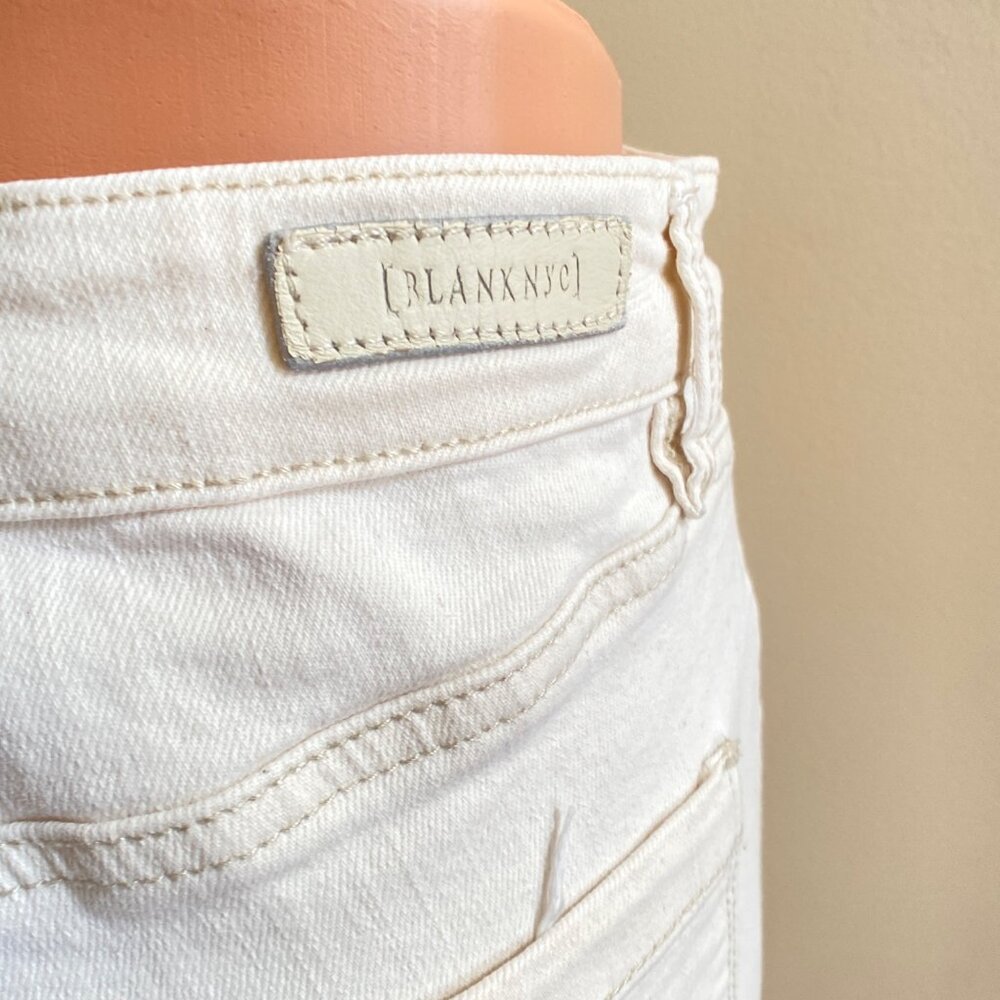 Blank NYC Ivory High-Waisted Lace-Up Skinny Jeans, Size 28 - Picture 10 of 13